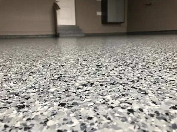 Flake flooring installed into a garage in Hobart