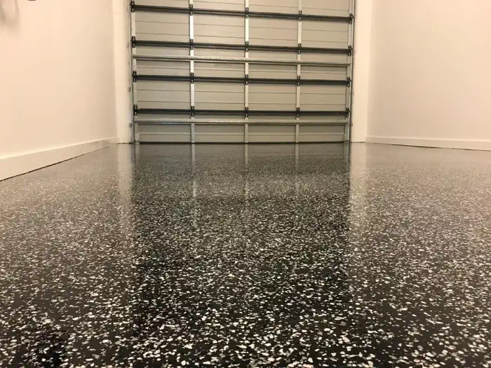 Polished epoxy floors in a garage in hobart